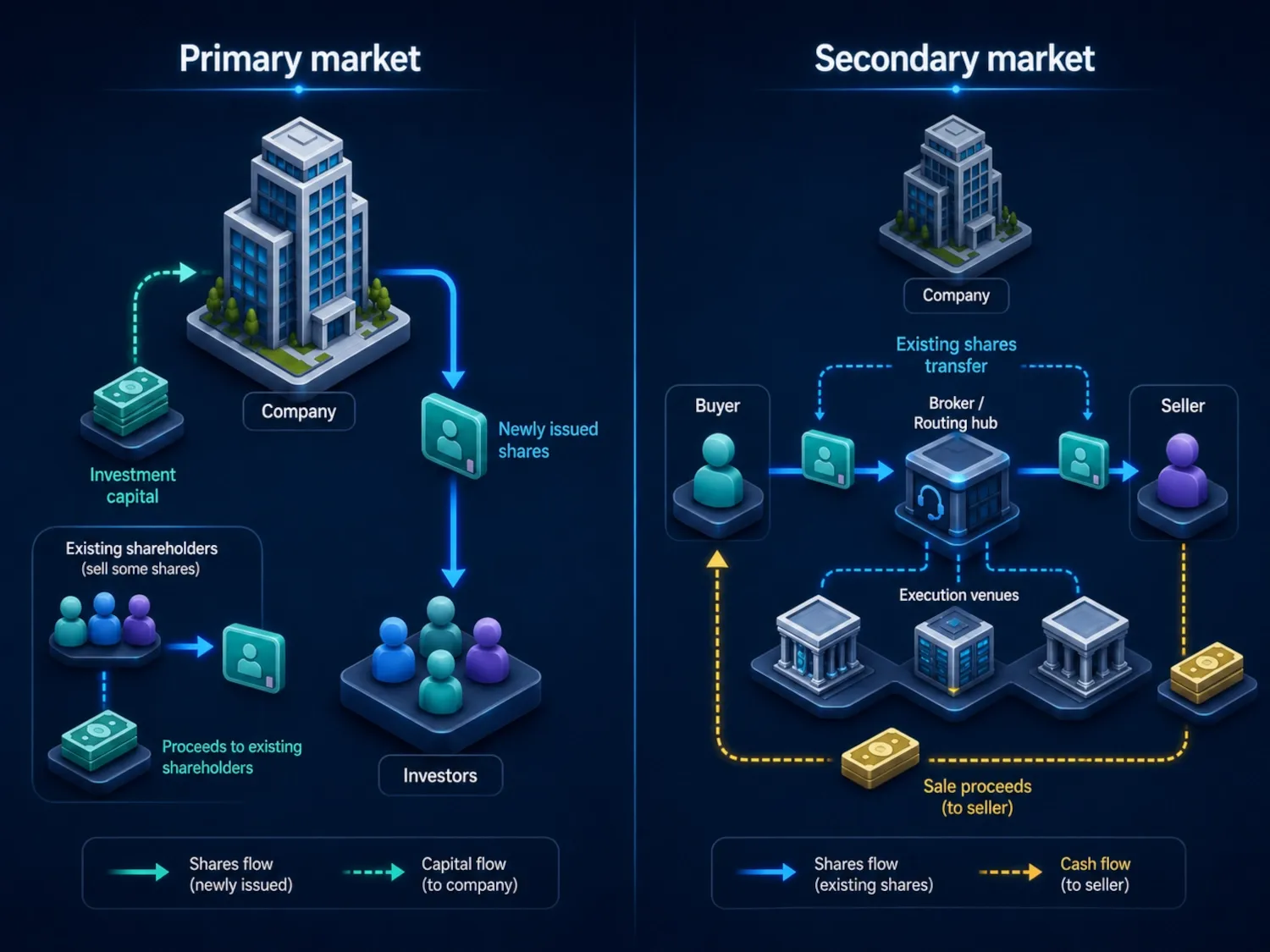 Comparison of an IPO in the primary market and investor trading in the secondary market